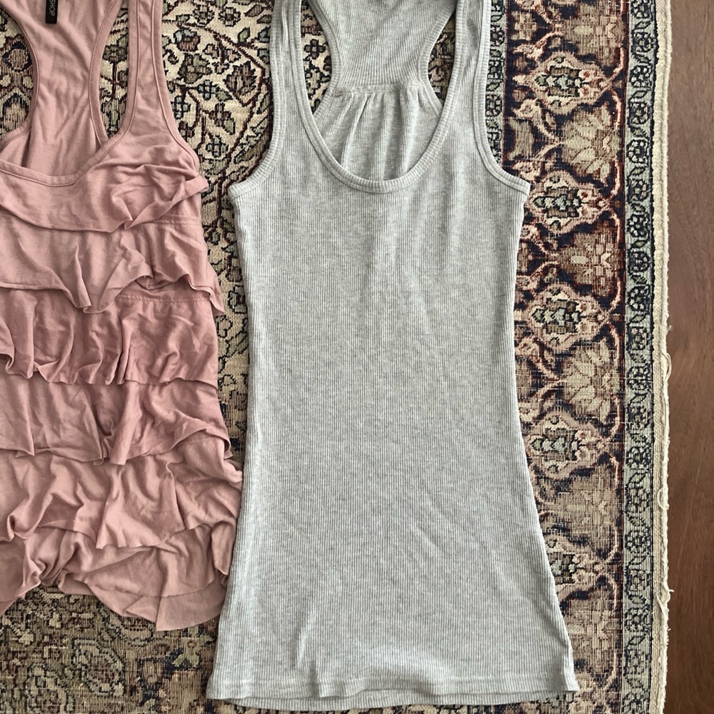 Topshop Gray Ribbed Tank Top